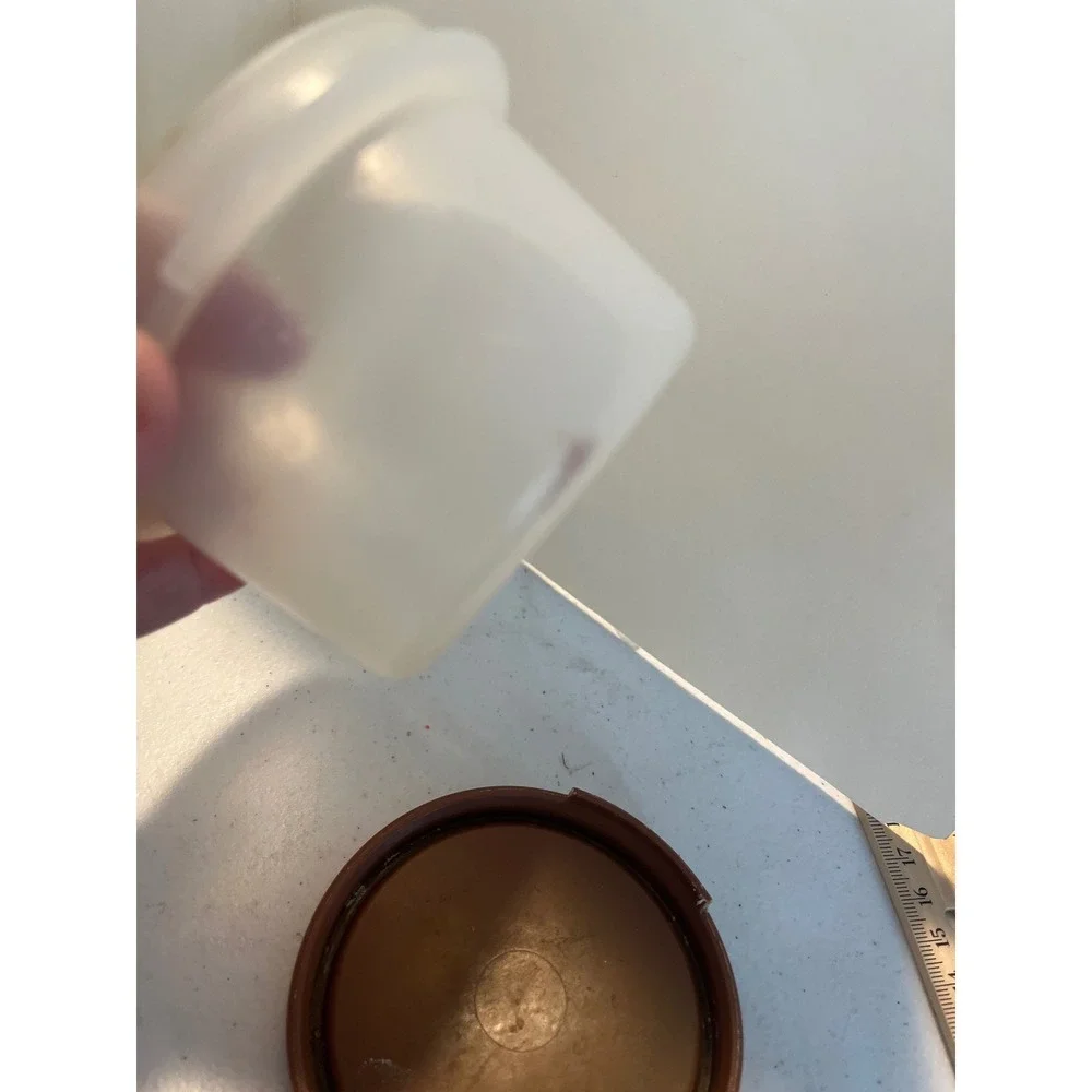 Vintage Tupperware 1605-5 Snack Cup with Brown Seal Lid Translucent Round